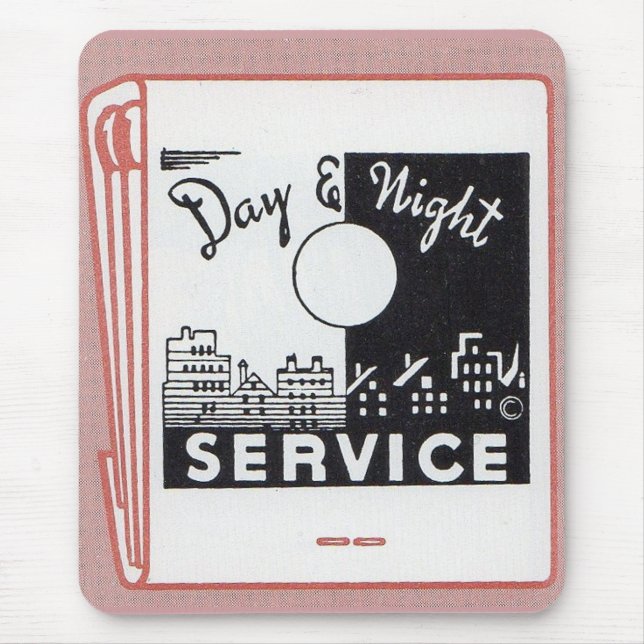 old matchbook cover Day & Night Service Mouse Pad (Front)