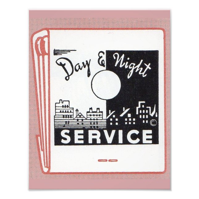 old matchbook cover Day & Night Service Photo Print (Front)