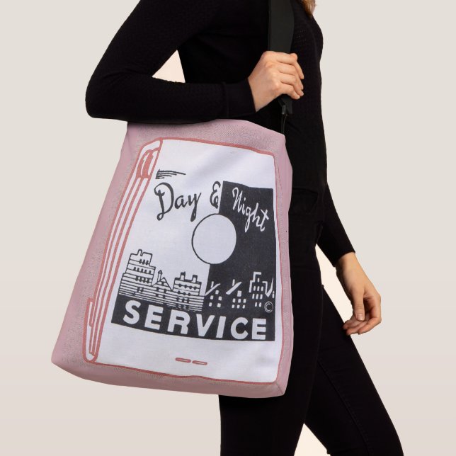 old matchbook cover Day & Night Service print Crossbody Bag (Close Up)