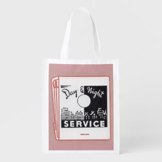 old matchbook cover Day & Night Service print Grocery Bag