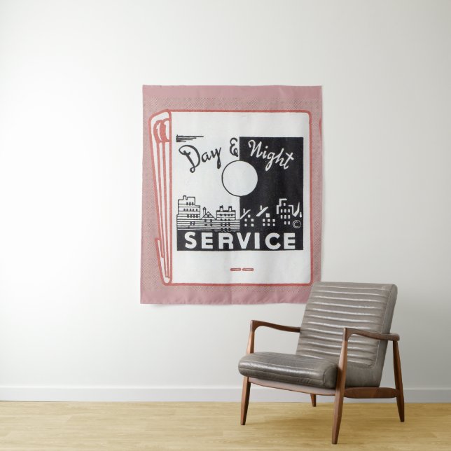 old matchbook cover Day & Night Service print Tapestry (In Situ)