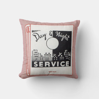 old matchbook cover Day & Night Service print Throw Pillow