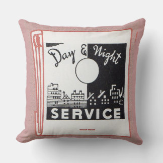 old matchbook cover Day & Night Service print Throw Pillow