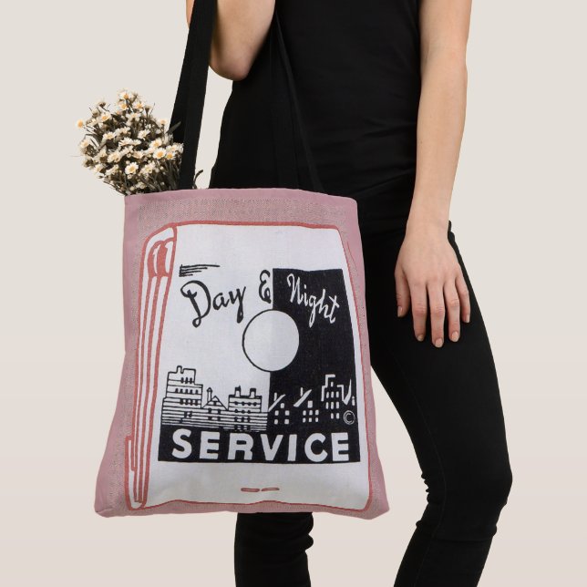 old matchbook cover Day & Night Service print Tote Bag (Close Up)