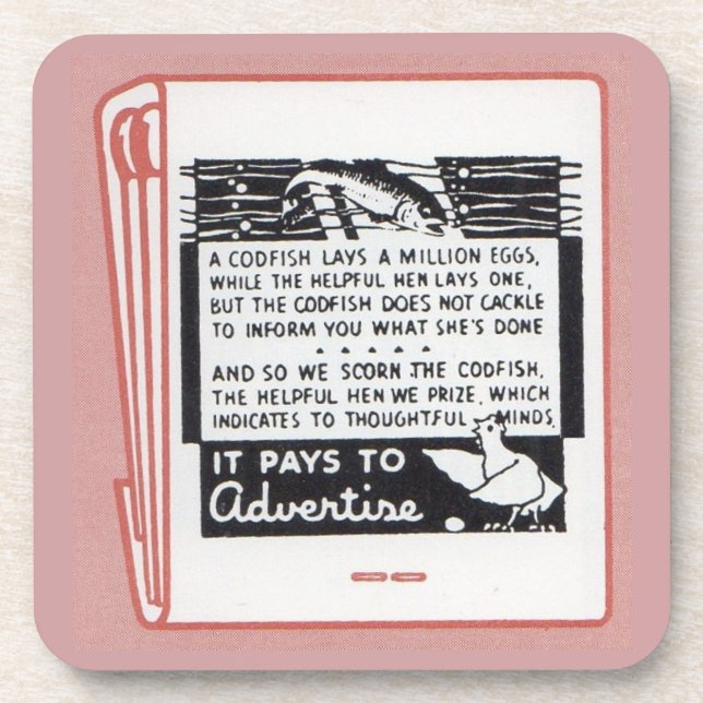 old matchbook cover It Pays to Advertise Beverage Coaster (Front)