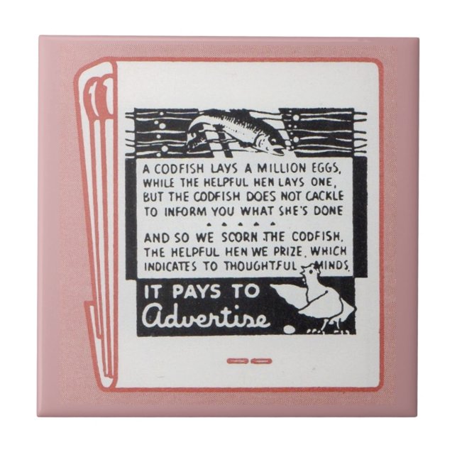 old matchbook cover It Pays to Advertise Ceramic Tile (Front)