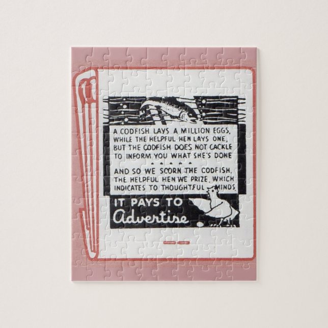 old matchbook cover It Pays to Advertise Jigsaw Puzzle (Vertical)