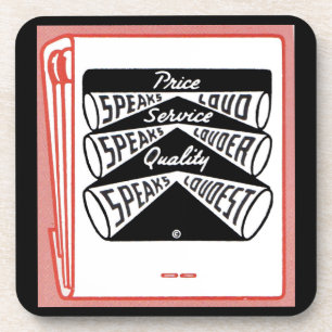 old matchbook cover Price Speaks Loud Drink Coaster