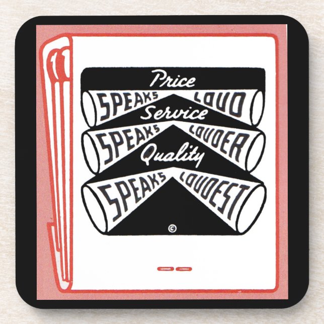 old matchbook cover Price Speaks Loud Drink Coaster (Front)