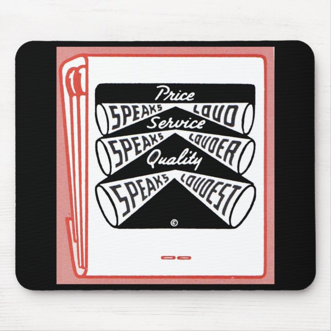 old matchbook cover Price Speaks Loud Mouse Pad (Front)