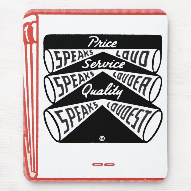 old matchbook cover Price Speaks Loud Mouse Pad (Front)