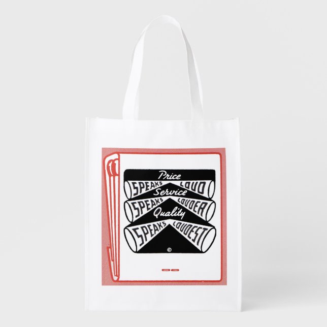 old matchbook cover Price Speaks Loud Reusable Grocery Bag (Front)