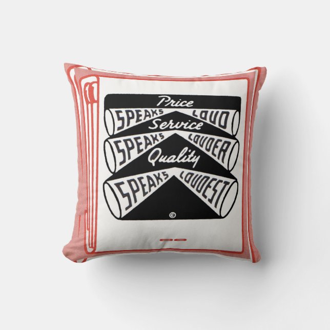 old matchbook cover Price Speaks Loud Throw Pillow (Front)