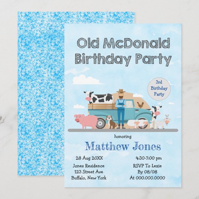 Old McDonald Farm Birthday Party (Front/Back)