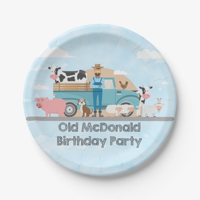 Old McDonald Farm Birthday Party  Paper Plates (Front)