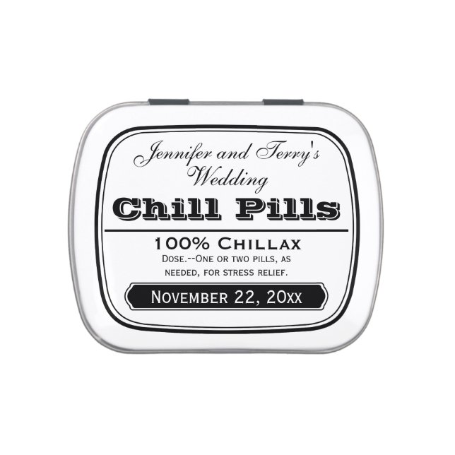 Old Medicine Labels Wedding Favors Chill Pill Tin (Top)