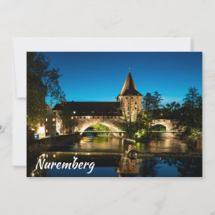 Old medieval bridge at night in Nuremberg