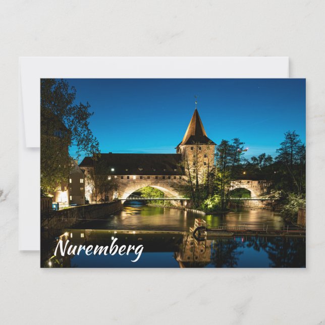 Old medieval bridge at night in Nuremberg (Front)