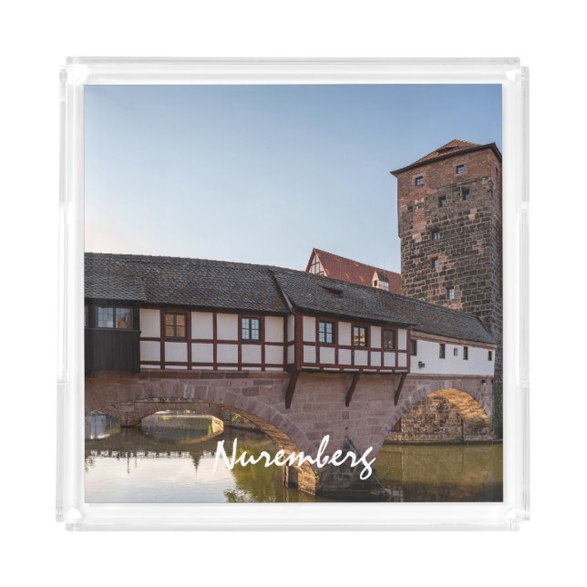 Old medieval bridge in Nuremberg, Germany Acrylic Tray (Front)