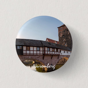 Old medieval bridge in Nuremberg, Germany Button
