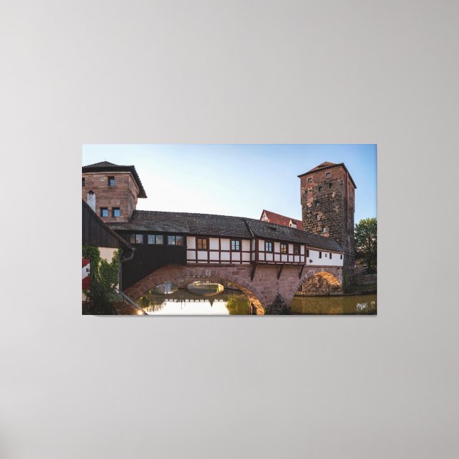 Old medieval bridge in Nuremberg, Germany Canvas Print (Front)