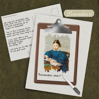 Old Memories On A Clipboard Announcing Reunion Postcard by colorwash at Zazzle