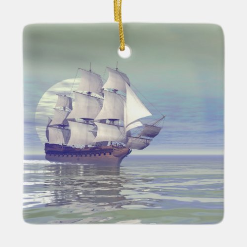 Old merchant ship _ 3D render Ceramic Ornament
