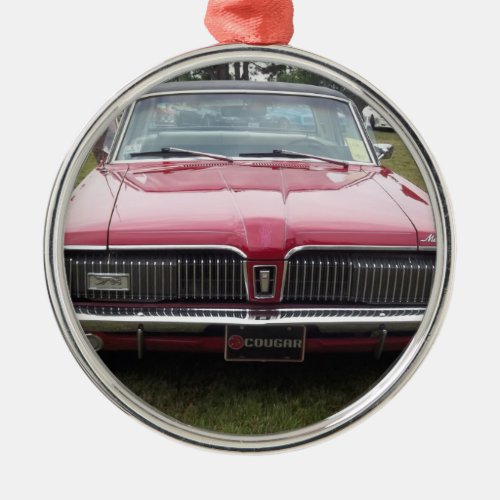 Old Mercury Cougar red Classic antique car Metal Ornament