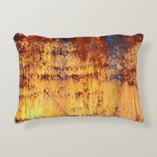 Old metal iron rust background and texture, metal accent pillow