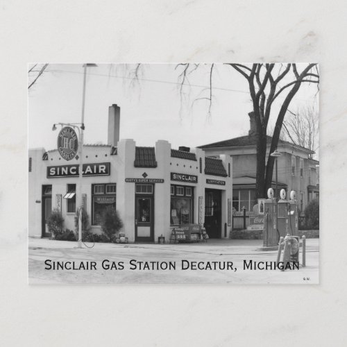 Old Michigan Gas Station Postcard