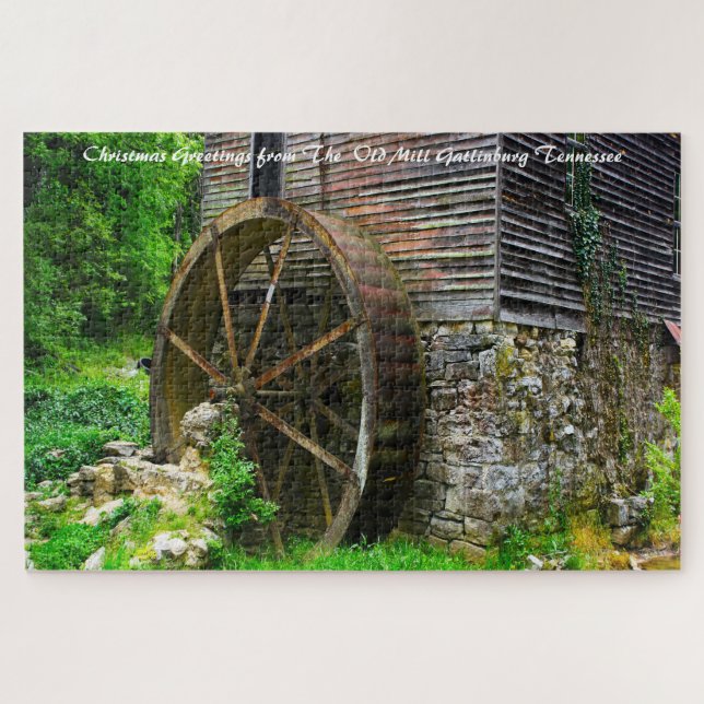 Old Mill Gatlinburg  Tennessee. Christmas Greeting Jigsaw Puzzle (Horizontal)