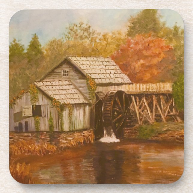 Old Mill in Autumn Drink Coaster (Front)