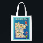 Old Minnesota Map Reuseable Bag<br><div class="desc">A wonderful old, colorfully illustrated postcard map of the State of Minnesota repurposed! This bag is incredibly strong and versatile! Perfect to slip a gift in! Groceries, books, beach, almost anything! FYI - The image on the back can be removed if you prefer and the bag will, of course be...</div>