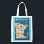 Old Minnesota Map Reuseable Bag<br><div class="desc">A wonderful old, colorfully illustrated postcard map of the State of Minnesota repurposed! This bag is incredibly strong and versatile! Perfect to slip a gift in! Groceries, books, beach, almost anything! FYI - The image on the back can be removed if you prefer and the bag will, of course be...</div>