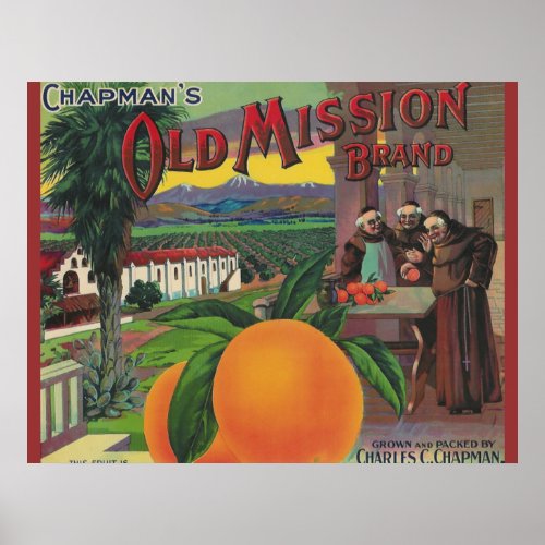 old mission label poster
