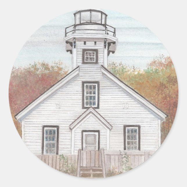 Old Mission Point Light House Classic Round Sticker (Front)
