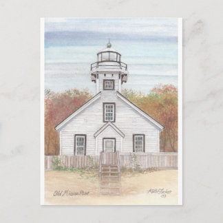 Old Mission Point Light House Postcard