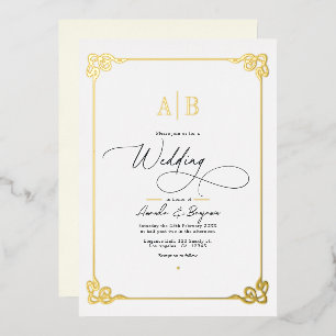 Old Money Aesthetic Gold and Ivory Wedding Foil Invitation