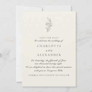 Old Money Aesthetic, Ivory bg save the date Invitation