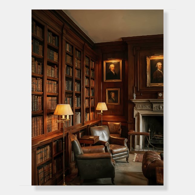 Old Money Aesthetic Library Dark Academia  Foam Board (Front)