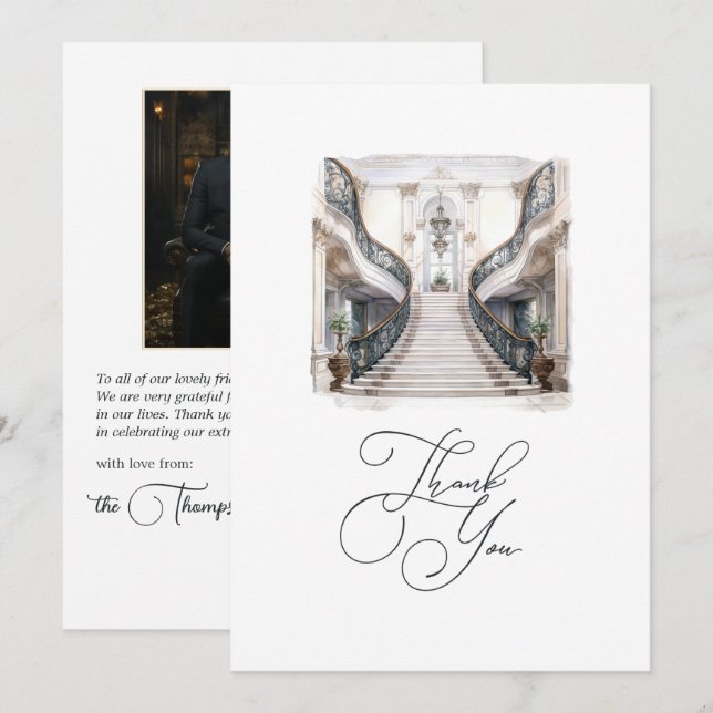 Old Money Aesthetic Luxury Photo Thank You Card (Front/Back)