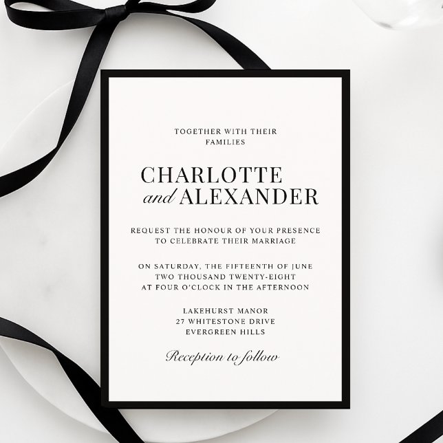 Old Money Aesthetic, off-white, framed  Wedding   Invitation (Creator Uploaded)