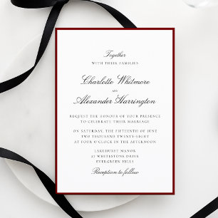 Old Money Aesthetic Red Border Wedding Invitation