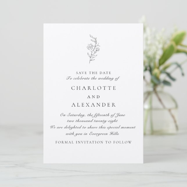 Old Money Aesthetic, transparent bg save the date  Invitation (Standing Front)