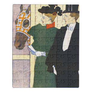 Old Money Aesthetic Vintage Horse Racing Print Jigsaw Puzzle