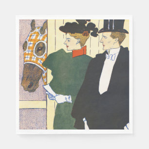 Old Money Aesthetic Vintage Horse Racing Print Napkins