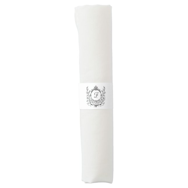 Old Money Aesthetic Wedding Monogram Crest  Napkin Bands (Front)