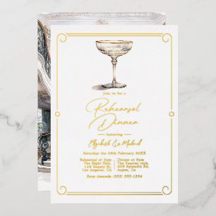 Old Money Aesthetic Wedding Rehearsal Dinner Foil Invitation