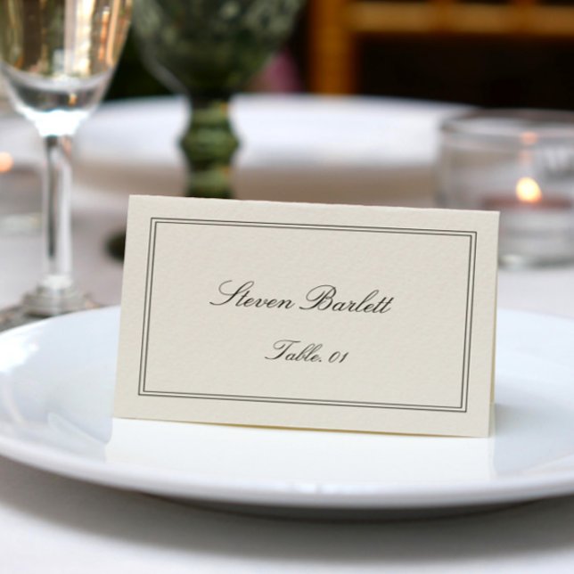 Old Money Black and Cream Wedding Place Card DIY (Creator Uploaded)