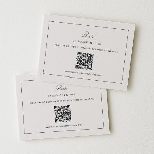 Old Money Black and Ivory Wedding RSVP Qr Code Enclosure Card